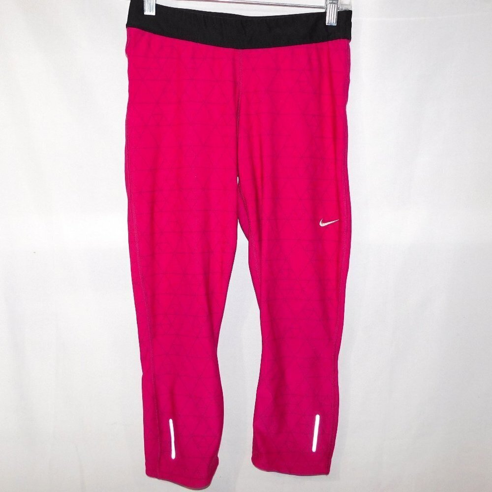 Nike Dri-Fit Cropped Training Running Activewear Fuchsia Pink Leggings Women M